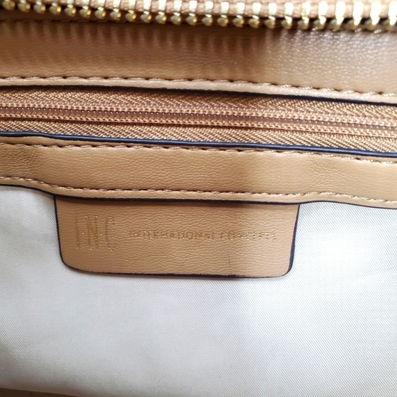 INC International Concepts Camel Leather Snake Trim Women's Hobo Shoulder Purse - Picture 8 of 10